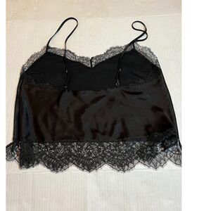 Victoria’s Secret Camisole M Black Lace Trim Crop Top Sexy Flirty Lingerie Cami
